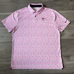 Nike Golf Dri-FIT 123rd U.S. Open LACC Polo Shirt Pink Blue Splatter Size Large